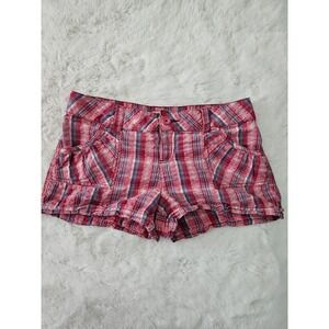 Vtg Y2K No Boundaries Pink Seersucker Plaid Shorts - Juniors 11